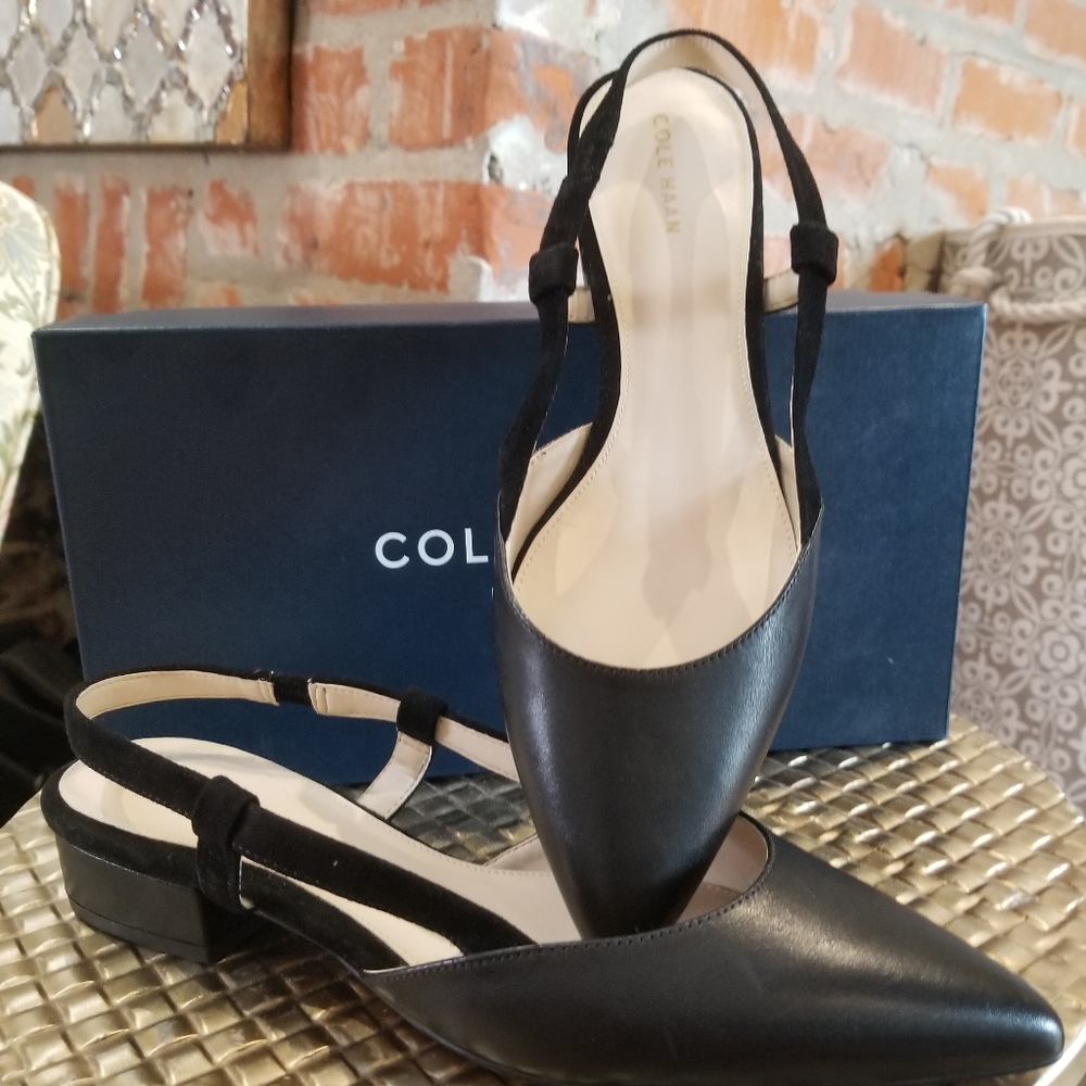 Cole Haan Black Leather and suede flats! 7.5 New!
